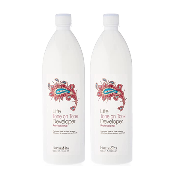 Oxigenada perfumada para tono sobre tono. Convierte la coloración permanente en una coloración tono   OXY LIFE DEV.TONE ON TONE 1000 ML12.19
