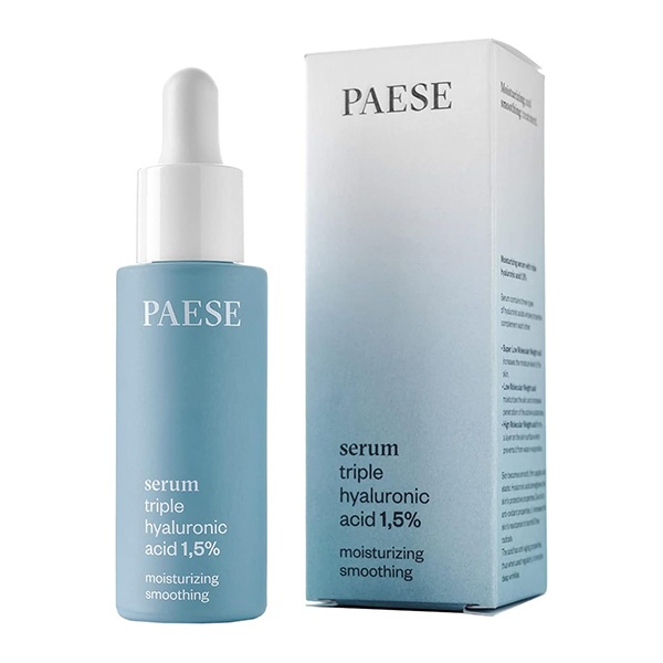 Dedicado a todo tipo de pieles,
especialmente pieles deshidratadas
con signos de envejecimiento. E  PAESE Serum Triple Hyaluronic Acid 1,5%11.20